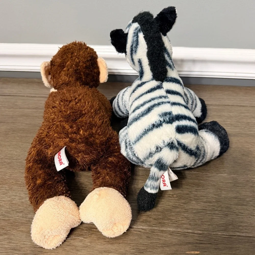 Aurora Flopsies Monkey and Zebra Plush Set‎